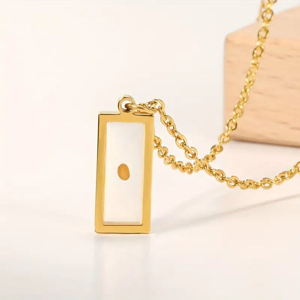 Mustard Seed Rectangle Necklace