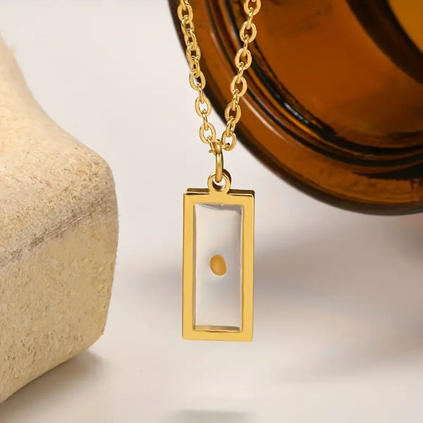 Mustard Seed Rectangle Necklace