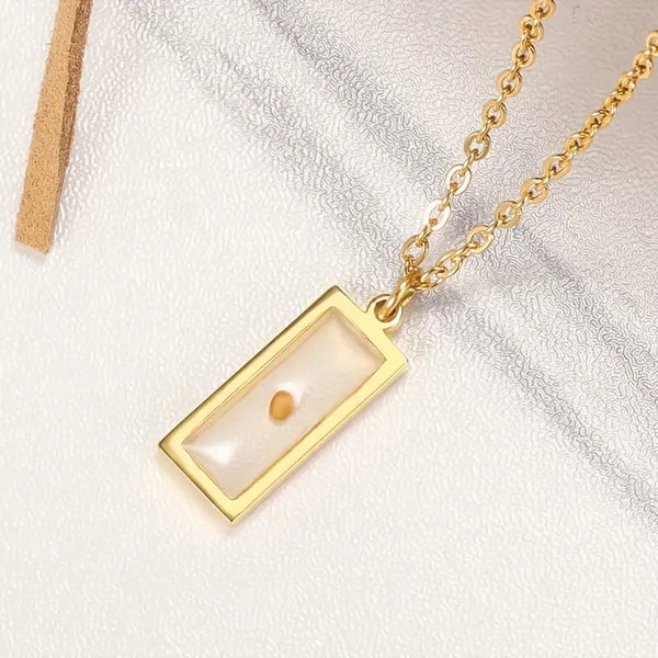 Mustard Seed Rectangle Necklace