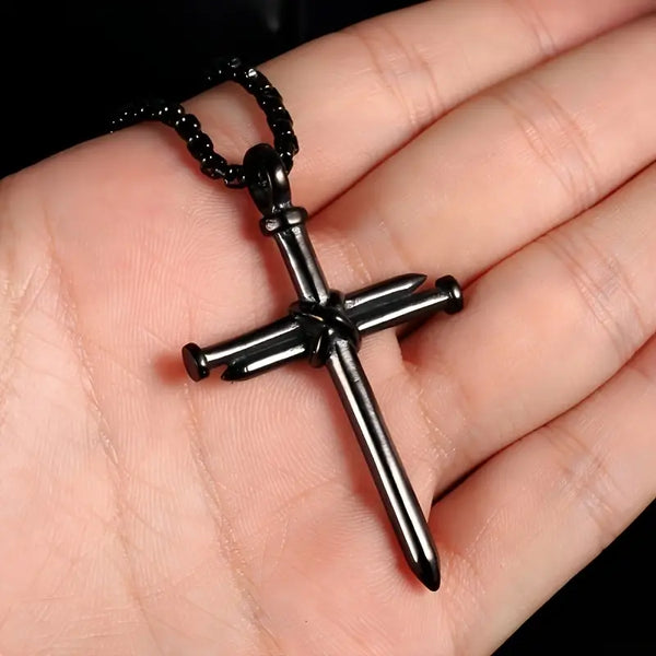 3 Nail Cross Pendant with Chain