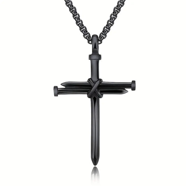 3 Nail Cross Pendant with Chain