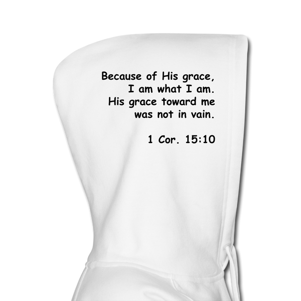 Because of His Grace Woman's Hoodie - white