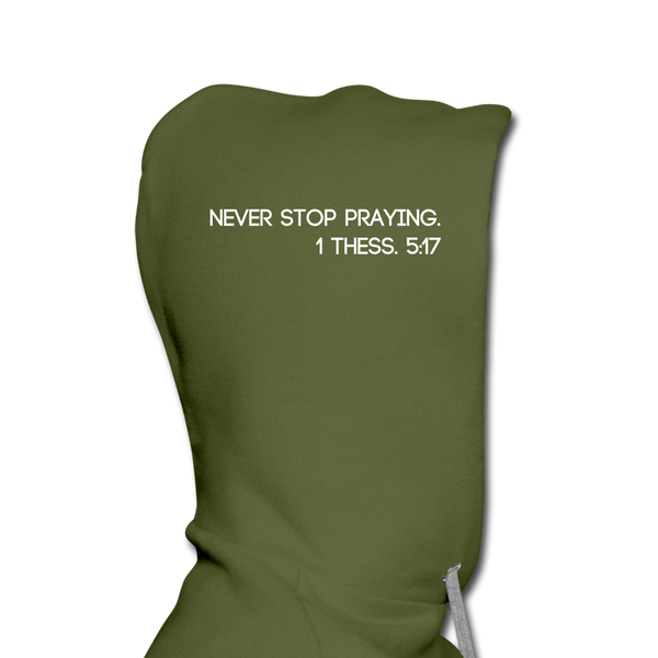 PRAY  1 Thessalonians 5:17 Men's Hoodie - olive green