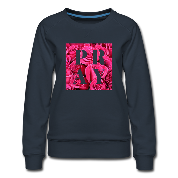 PRAY Rose Background Women’s Sweatshirt - navy